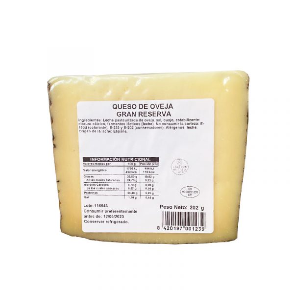 informacion nutricional queso viejo de oveja