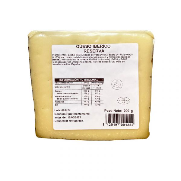 cuña queso mezcla viejo valor nutricional
