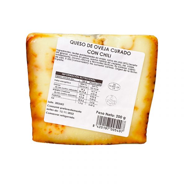 valor nutricional del queso de oveja con chili rabel
